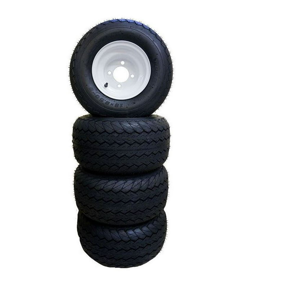8" Standard WHITE Golf Cart Wheel & Tire Set