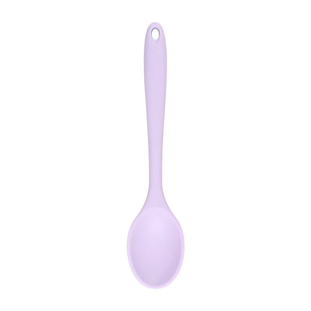 Zhuge cucharas pequeñas de silicona, cuchara de té de silicona para cocinar, hornear y revolver en la cocina, color morado