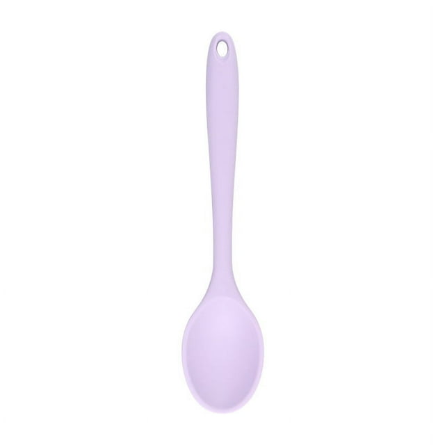 Nvzi-c 2Pcs Small Silicone Spoons, Silicone Tea Spoon for Kitchen Cooking Baking Stirring-Purple