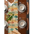 thumbnail image 2 of Ldtrchee Orange Teal Red Table Runner 48 Inches, Boho Ethnic Abstract Splashing Art Bed Runner Dresser Scarves Tabletop for Indoor Outdoor Parties/Ceremony/Banquet, 13" x 48", 2 of 8
