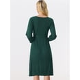 thumbnail image 4 of Vestido de Punto con Cinturón Allegra K Cuello Redondo Mangas faroles Verde M, 4 of 6