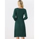 thumbnail image 4 of Vestido de Punto con Cinturón para Mujer con Cuello Redondo Mangas faroles Vestido de Suéter Casual Verde S, 4 of 6