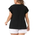 thumbnail image 3 of Agnes Orinda Women's Plus Blouses Ruffle Tassel Sleeve Lace Trim Tie Neck Peasant Tops, 3 of 4