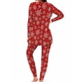 thumbnail image 2 of Women's Pajamas Set Milk Silk Long Sleeve Sleepwear Red Christmas Snowflake Lounge Sets 2 Piece, 2 of 7