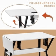 Vividwood Sewing Table, Large Sewing Machine Table with Adjustable Platform and Storage Shelf