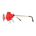 thumbnail image 3 of Rimless Cloud Shape Lens Lightning Bolt Tessle Runway Fashion Sunglasses Gold Red, 3 of 4