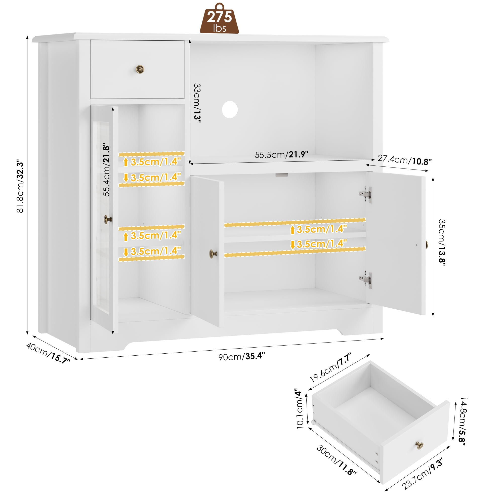 Homfa Microwave Cabinet with Hutch, Kitchen Pantry Cabinet