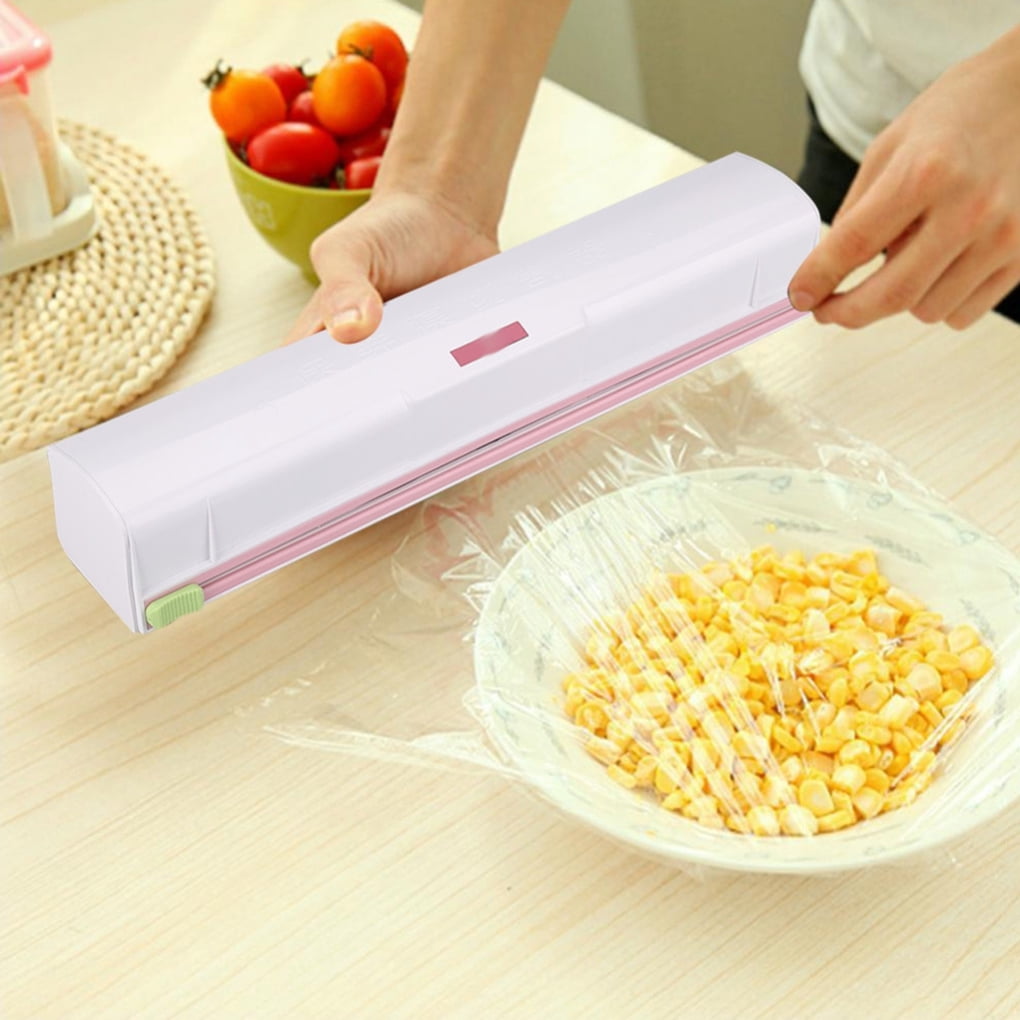 Plastic Food Cling Wrap Dispenser Cutter Preservative Film Kitchen Tool Reusable 