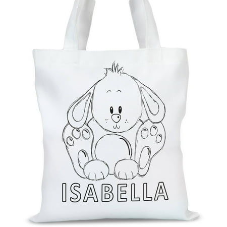 Personalized Add Color Kids Bunny Rabbit Tote Bag, Sizes 11