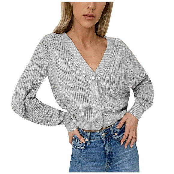 jsaierl Crop Cardigan Sweaters for Women Long Sleeve Open Front Sweater Casual Classic Black Sweaters for Women Cardigan Sweater Coat Top Outwear for Women
