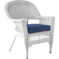 thumbnail image 4 of Jeco 3 Piece Wicker Conversation Set in White with Blue Cushions, 4 of 7