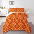 thumbnail image 3 of Homewish Vintage Square Abstract Queen Comforter Set, Fashion Stripes Ombre Bedding Sets, Orange Gold Minimalism Reversible Bedding Comforter Set, Ultra Soft Bedroom Decor, 3pcs, 3 of 8