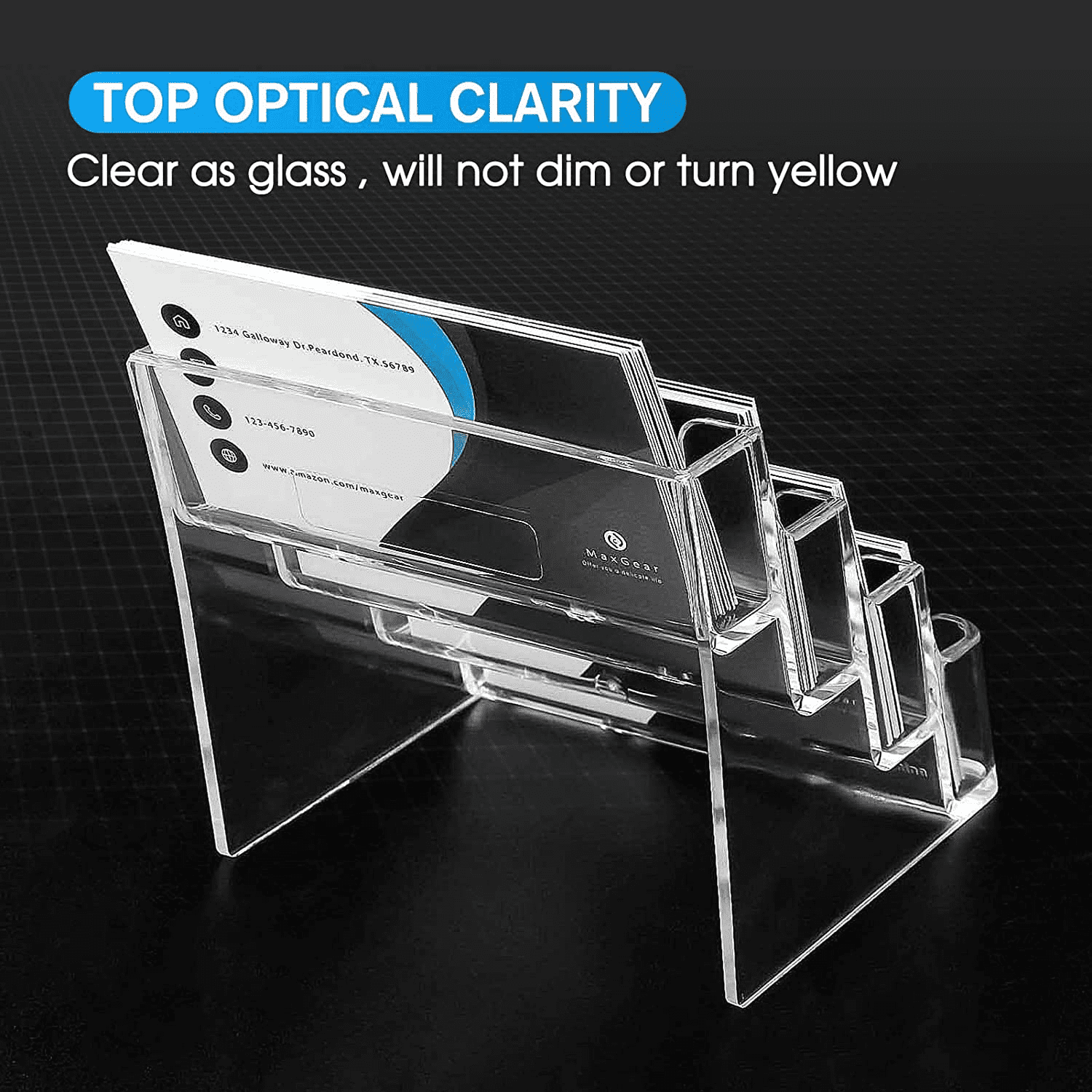 Uniclife 2 Pack Acrylic Business Card Holder For Desk 8 Slots Clear