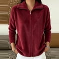 thumbnail image 6 of Velour Full Zip-Up Jackets For Women Full Vintage Stand Collar Long Sleeve Workout Casual Coats, Size S-XXL, 6 of 6