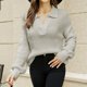 thumbnail image 2 of Gibobby Sueter para mujer invierno Suéter de cuello de tamaño de diseñador para mujer para otoño e invierno, suéter de punto informal suelto de estilo perezoso(Gris,XG), 2 of 3
