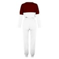 thumbnail image 4 of Scyoekwg Two Piece Sets for Women Fall Outfits Sweatsuit Loose Color Block Crewneck Long Sleeve Pullover Drawstring Jogger Pants Sports Outfits Fashion Casual Tracksuit Set (Wine,XL), 4 of 5