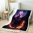 thumbnail image 3 of 3D Dragon Lovers Fuzzy Blanket Purple Fire Dragon Fleece Blanket Room Decor, Pattern Throw Blanket Cool Dragon and Feather Sherpa Blanket, 3 of 5