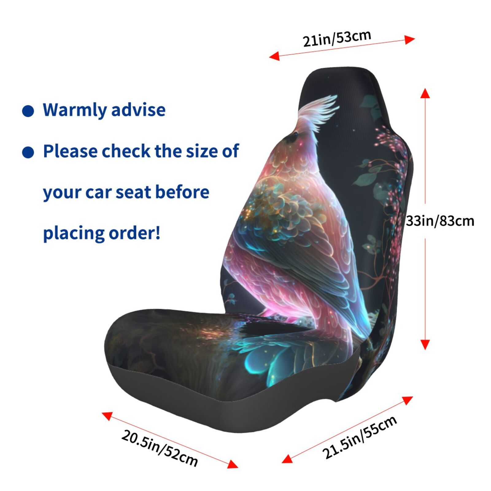 Naloa Bird 3 Car Seat Covers Universal Front Seat Coves for Car Accessories ,Padded Car Covers for Automotive, SUV, Truck, and Van
