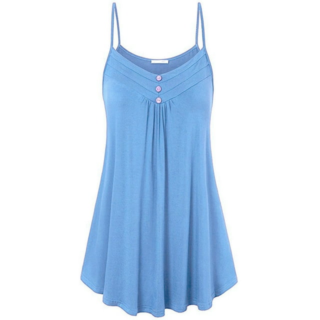 DYMADE Women Spaghetti Strap Sleeveless Soild Swing Vest Top