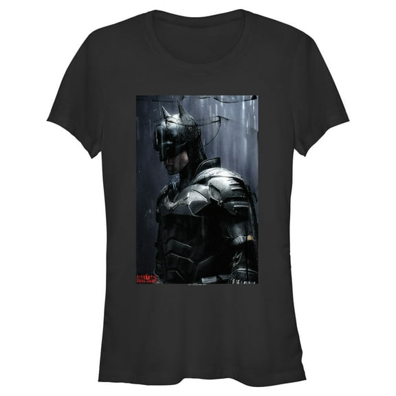 Junior's The Batman In the Rain Poster Graphic Tee Black 2X Large