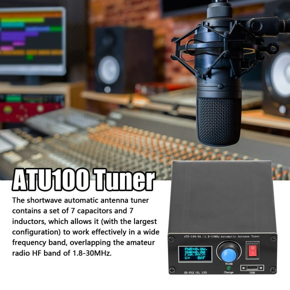 Atu100 ATU-100-0A 1.8-55MHz Mini Automatic Antenna Tuner 0.91inch OLED Display Aluminum Alloy Outcase With1500MAh Battery