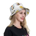 thumbnail image 4 of Yiaed Gnomes Honey Bee Print Reflective Stripe Bucket Hat Unisex Funny Outdoor Fisherman Cap Beach Sun Hat, 4 of 5