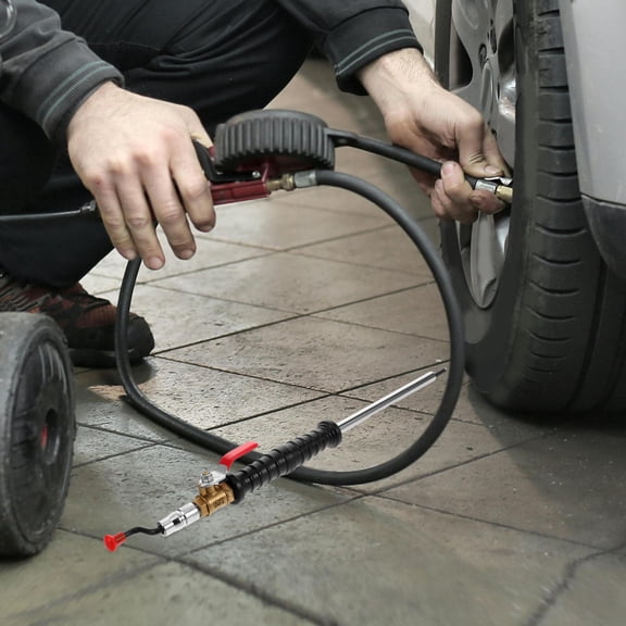 QIFULL Universal Car Tire Inflator with Quick Connect Zinc Alloy Air Chuck for Fast and Easy Inflation