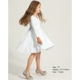 thumbnail image 4 of Stelle Long Sleeve Casual Sundress A-Line Twirly High Waisted Knee Length Flare Swing Cross Back Skater Dress for Girls,White,6 Years, 4 of 8