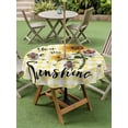 thumbnail image 3 of Sunflowers Outdoor Tablecloth - 54 Inch Round Dining Table Cover, Spring Summer Bees Floral Yellow Plaid Waterproof Outdoor Table Cloth with Umbrella Hole & Zipper for Picnic/Patio/Party, 3 of 7