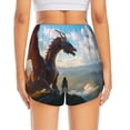 thumbnail image 2 of Lsque Clear Sky Mountain Red Dragon Printed Women's Running Shorts with Liner Pockets,Elastic Quick Dry Workout Athletic Gym Yoga Shorts,Womens High Waist Shorts-Large, 2 of 9