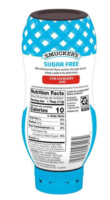 Smucker's 16.5 Ounce Squeeze Sugar Free Strawberry Each (Pack of 4)