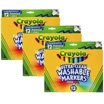 Crayola Ultra-Clean Markers, Broad Line, Assorted Colors, 12 Per Box, 3 Boxes