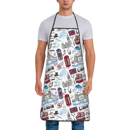 

Gaeub London Landmark2 Print Apron for Men and Women Waterproof Apron for Cooking Dishwashing Lab Butcher Dog Grooming