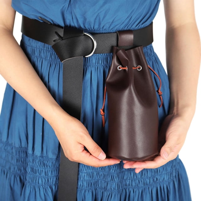 Accesorio de bolsa Medieval con cordón para monedas, monedero de cuero PU, Café Hugo Monedero con cordón