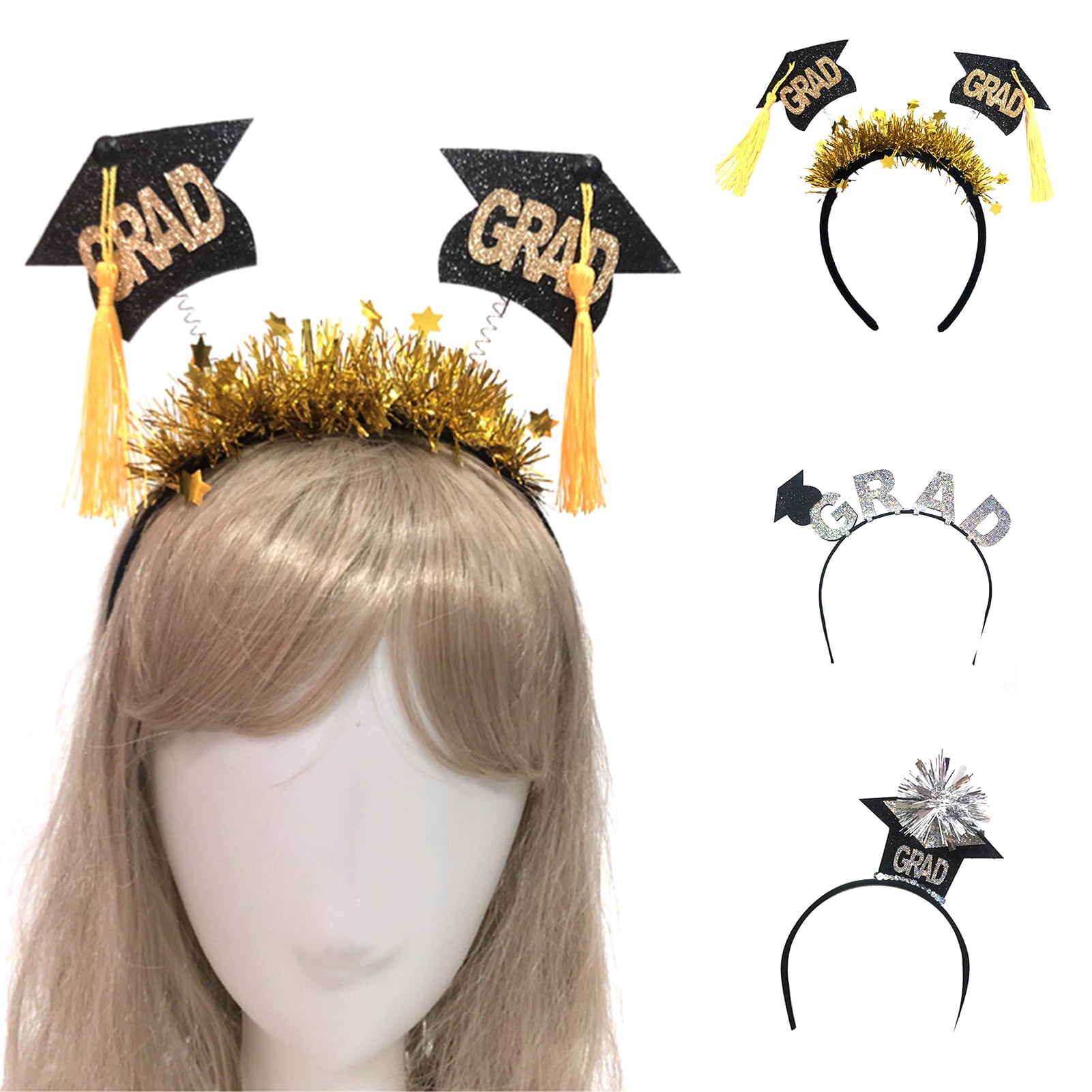 Dream Lifestyle 3 PCS Graduation Cap Headband, Grad Headband Hair Hoop