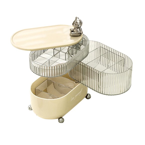 TIMIFIS Cosmetics Storage Powder Puff Storage Box, Rotating Multi-Layer, Transparent, Makeup Storage Rack, Dressing Table, Desktop Cosmetics Storage Rack Storage Trunks & Bag