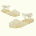 thumbnail image 6 of Xfvqtps Girls Jelly Sandals Closed Toe Cross Straps Hollow out Sequin Solid Color Hook and Loop Durable Non Slip Washable Lightweight Summer PVC Water Shoes for 2-6 Years Yellow, 6 of 9