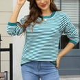 thumbnail image 2 of Wensltd Lightweight Sweaters for Women Crewneck Striped Cute Color Fall Winter Knitted Pullover Tops, 2 of 4