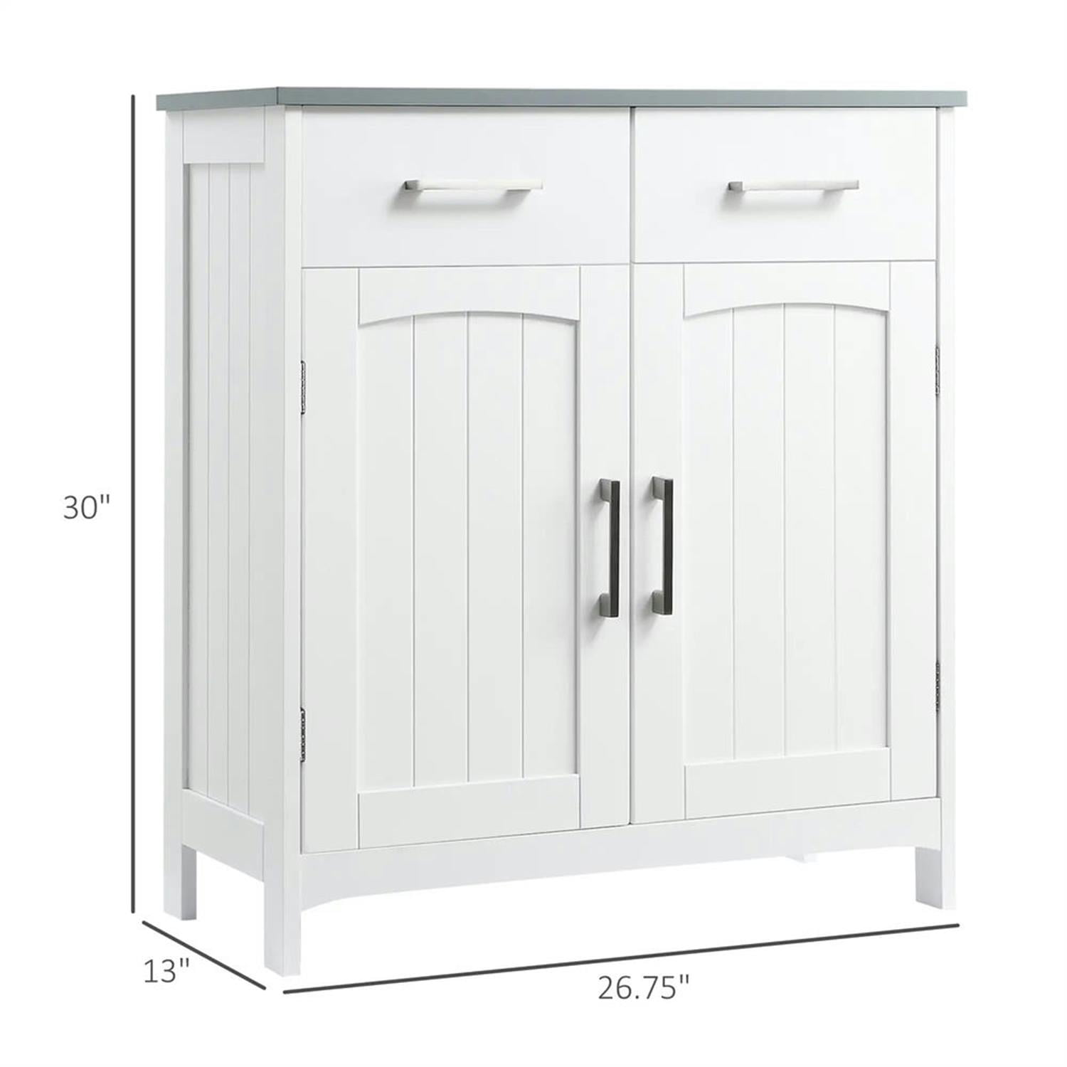 Demi Bonn 30" Bathroom Floor Cabinet, Freestanding Linen Storage Cabinet with Adjustable Shelf and Drawers, for Living room, Entryway, Kitchen, White