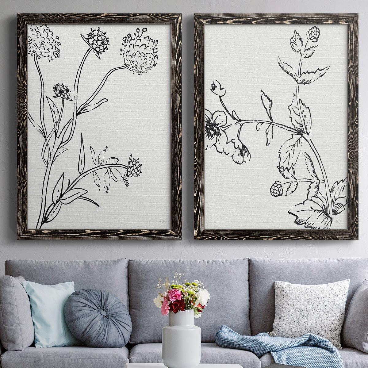 Botanical Study I - Premium Framed Canvas 2 Piece Set - Ready to Hang