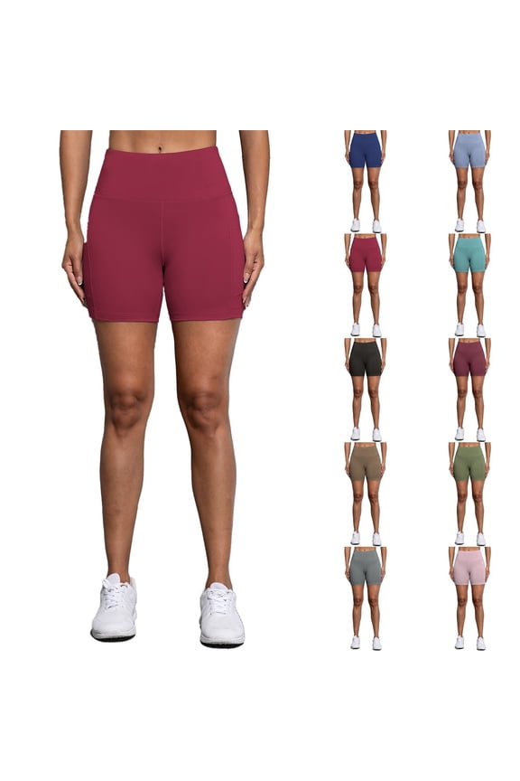 Women Workout Impact Shorts Scrunch Butt Lifting Gym Seamless Booty Biker Shorts High Waisted Tummy Control 4 Way Stretch 2.5"/3.6"/4.5/6 Non See Through, Brick Red,L