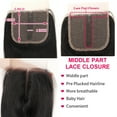 thumbnail image 4 of Long Straight Bundles with Closure Brazilian Hair Weave Human Hair Bundles with Middle Part Closure 3 Bundles Remy Hair Extension with Closure, 4 of 5