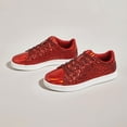 thumbnail image 5 of LUCKY STEP Womens Glitter Sneakers Sparkly Low Top Lace-Up Casual Shoes,Red, 5 of 9