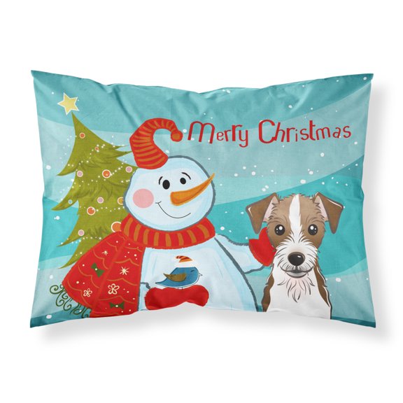 Carolines Treasures BB1822PILLOWCASE Snowman with Jack Russell Terrier Fabric Standard Pillowcase Standard multicolor