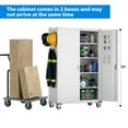 thumbnail image 6 of GangMei Wide & Deep Metal Garage Storage Cabinet with Pegboards, Wheels, Locking Doors and 4 Adjustable Shelves, Assembly required, White, 6 of 10