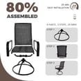 thumbnail image 6 of Decksplore Patio Swivel Chairs Set of 2, Outdoor High Back Dining Chairs with All Weather Textilene Fabric, Grey, 6 of 7