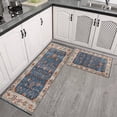 thumbnail image 3 of Kitchen Rugs and Mats Non Skid Washable Boho Blue Carpet Kitchen Mat and Rug Set,Floor Cushion Waterproof Rug,Rubber Backed Area Rugs for Kitchen Laundry, 3 of 7