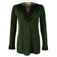 thumbnail image 3 of Women's Printed Jersey Knit V-Neck Tunic Shirt Blck XS, 3 of 4