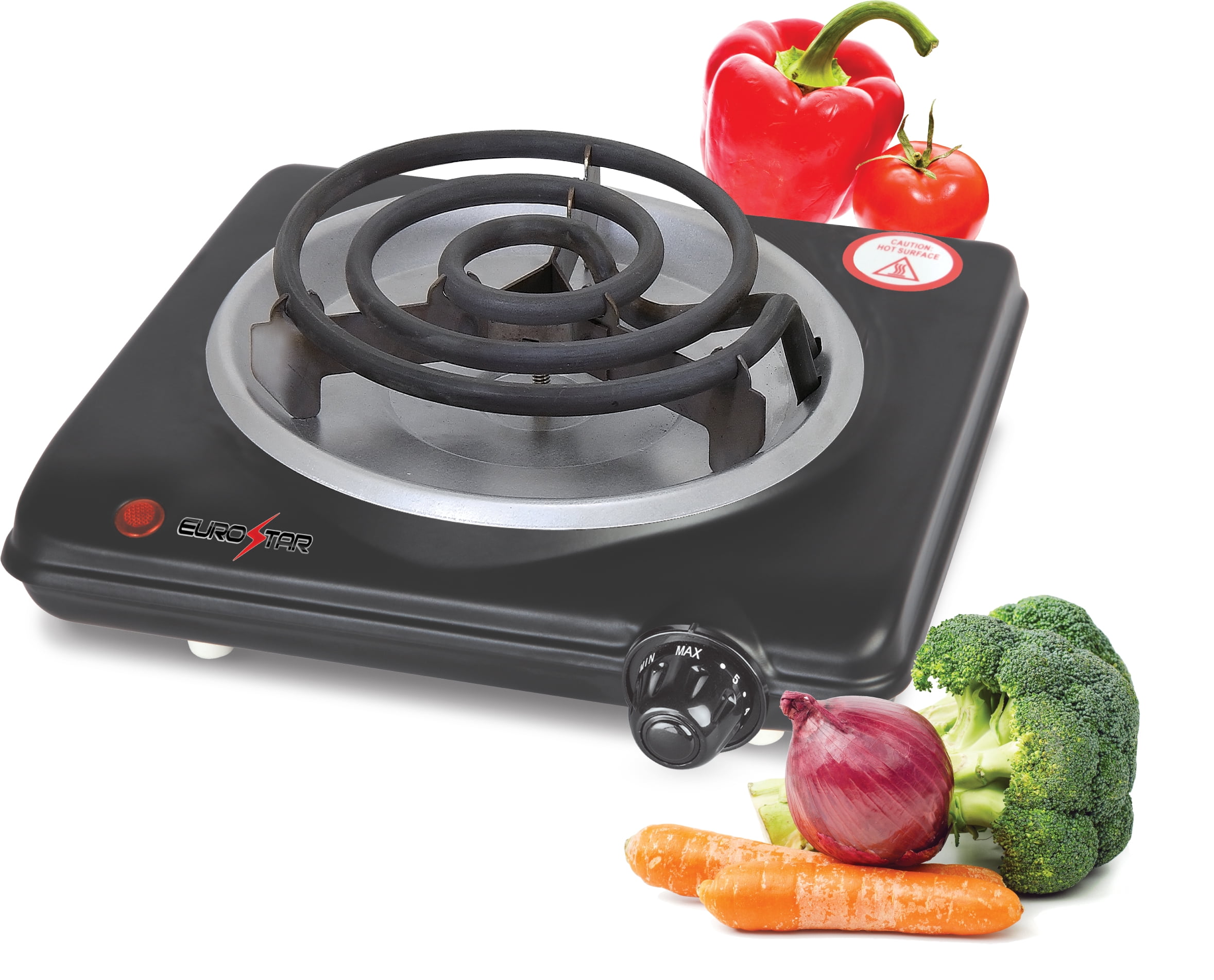 EUROSTAR ES101BK Single Burner With Spiral Plate, Black