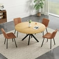 thumbnail image 4 of Soohow 47.2" Round Dining Kitchen Table for 4-6 People, Wood Tabletop with Metal Pedestal Base, 4 of 9